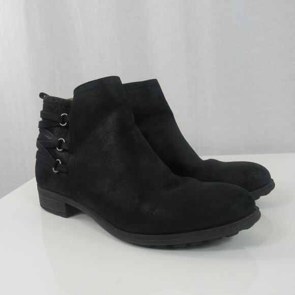 White Mountain Size 8.5 Ramone Bootie in Black Women's Mixed Media Strappy Boot - Picture 1 of 11